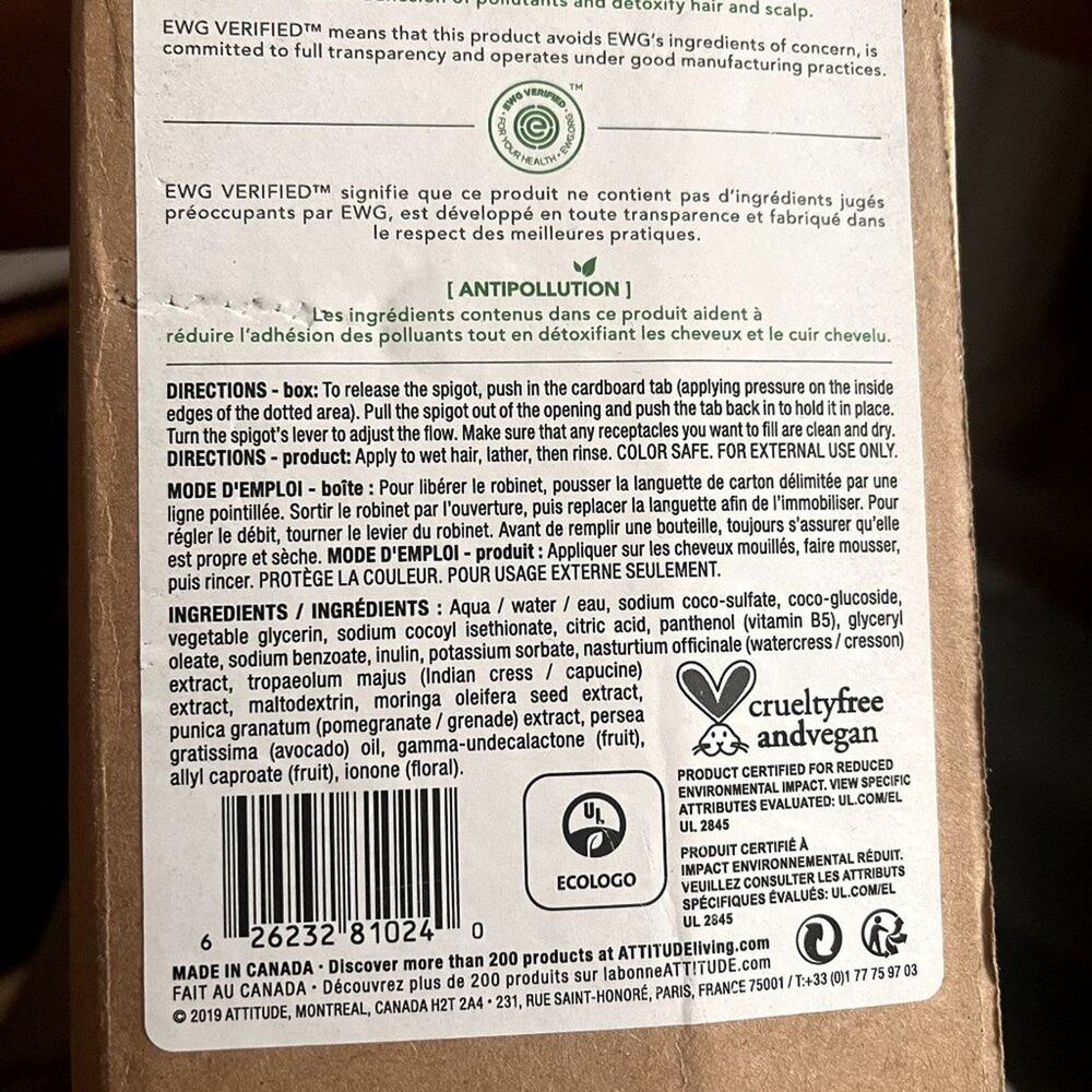 Attitude Shampoo Anti Pollution Natural Care for Color Protection - Picture 8 of 8